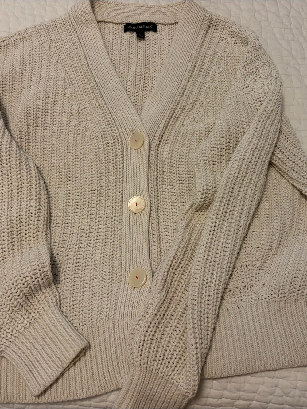 Banana Republic Cream Knit Button-Front Cardigan Sweater Babaa sweater